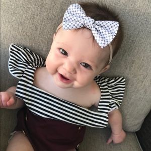 Baby Girl Romper - Open Back - Headband